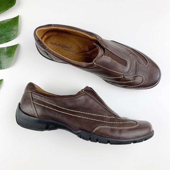 Natural Soul Shoes - Natural Soul by Naturalizer Raise Loafers Slip On Brown Leather Women’s 8.5